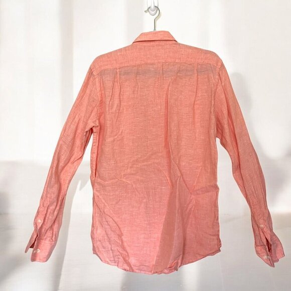 Uniqlo Mens Long Sleeve Linen Shirt Collared Pink Button Down Size Small - Picture 4 of 4